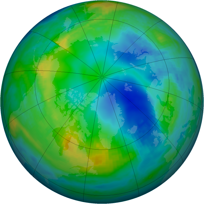 Arctic ozone map for 12 November 1985